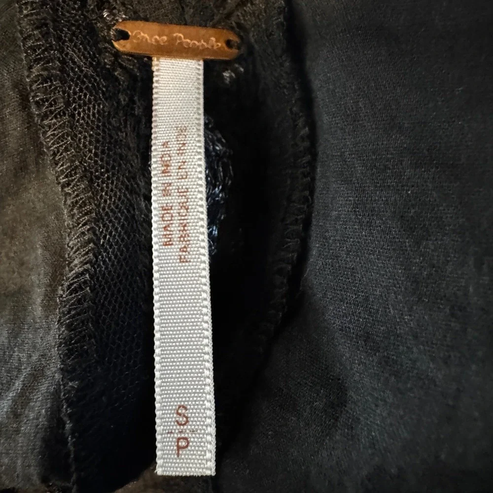 Free People Whimsygoth Mini Dress Women's Small Black Lace Sheer Boho Witchy - Picture 6 of 12